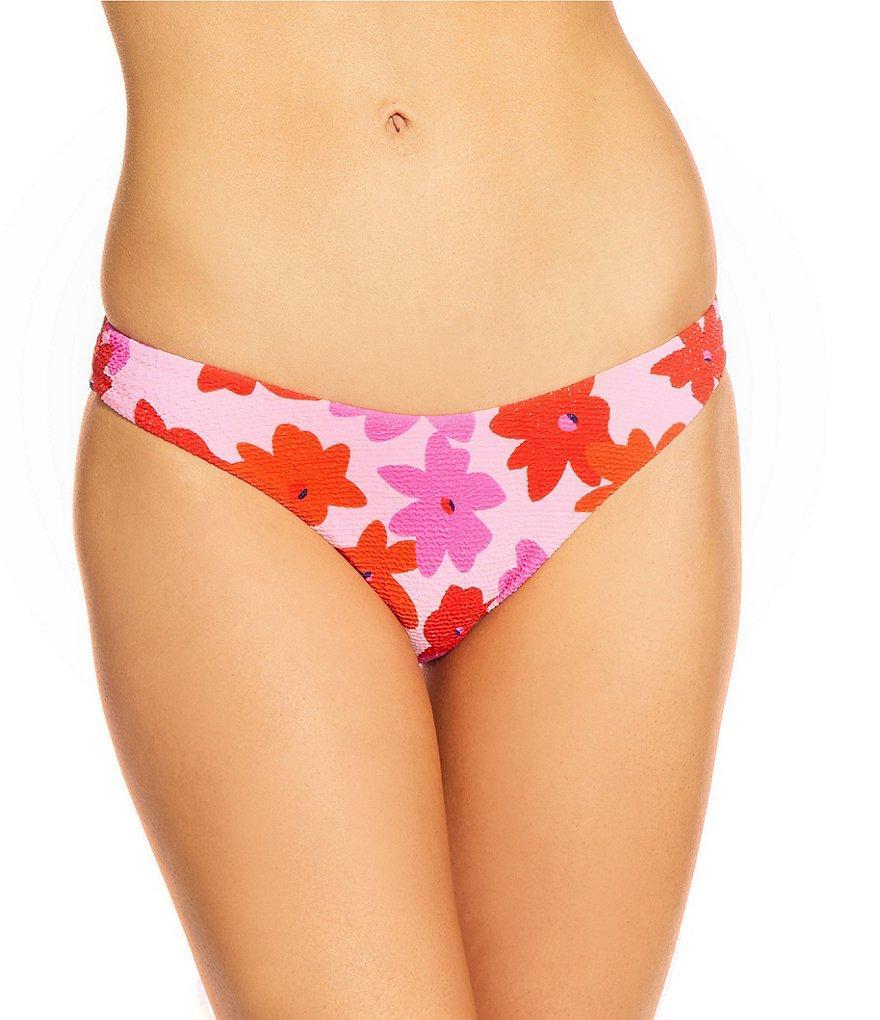 GB Modern Floral Scrunchie Textured Extra High Leg Scoop Front Swim Bottom Product Image