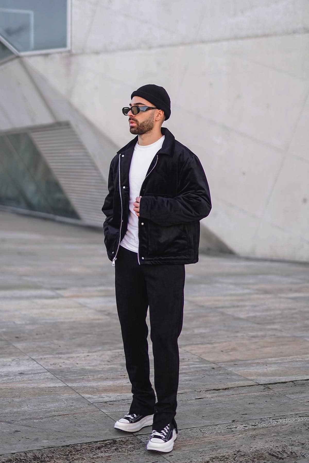 Doin It Right Velvet Work Jacket - Black Product Image