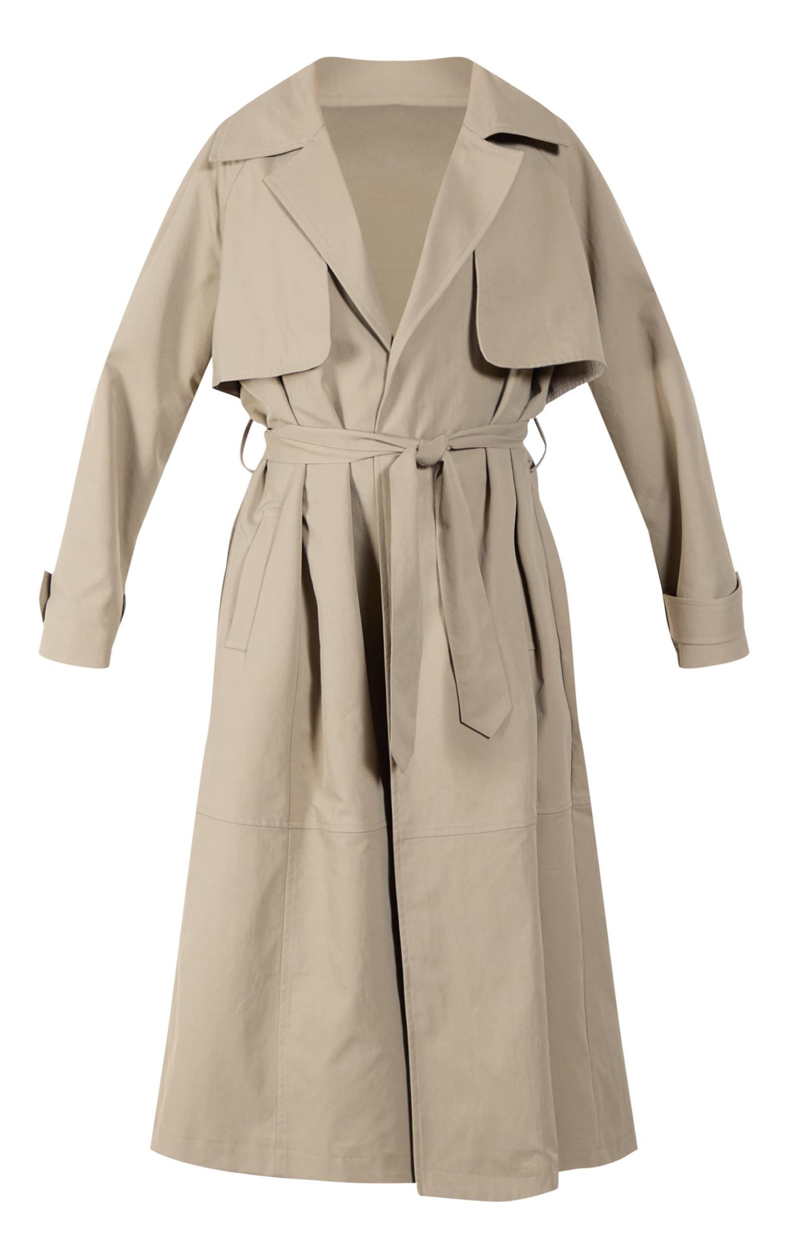 Taupe Oversized Storm Flap Detail Trench Product Image