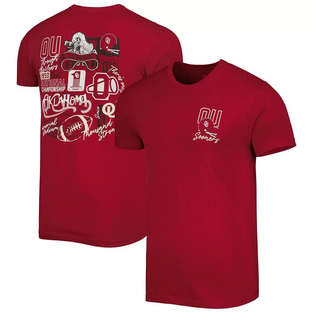 Men's Crimson Oklahoma Sooners Vintage Through the Years Two-Hit T-Shirt, Size: Large, Red Product Image