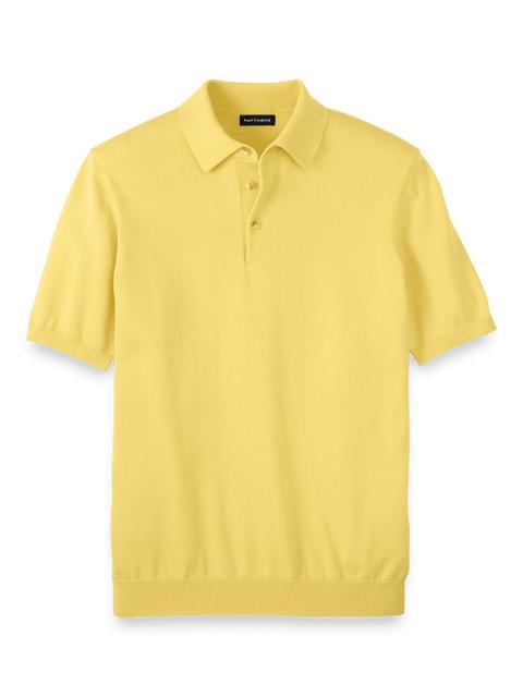 Supima Cotton Three Button Polo - Light Yellow Product Image