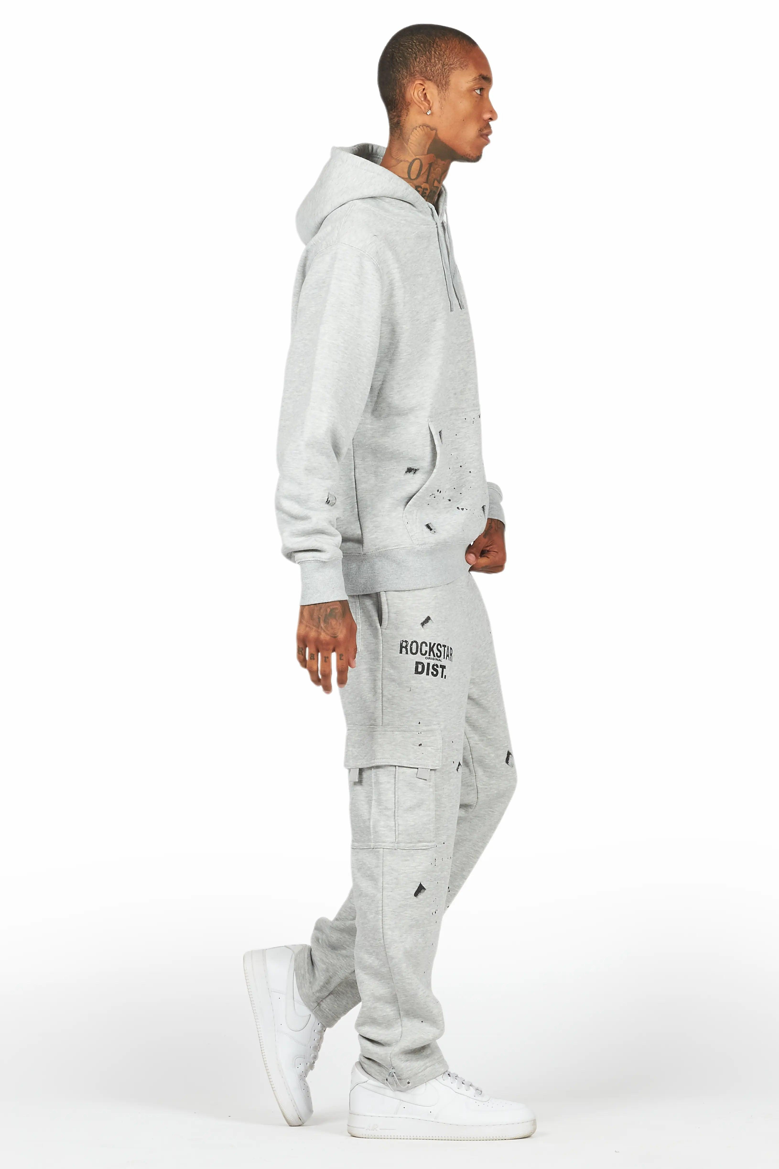 Raffer Heather Grey Hoodie/Cargo Sweat Pant Set Male Product Image