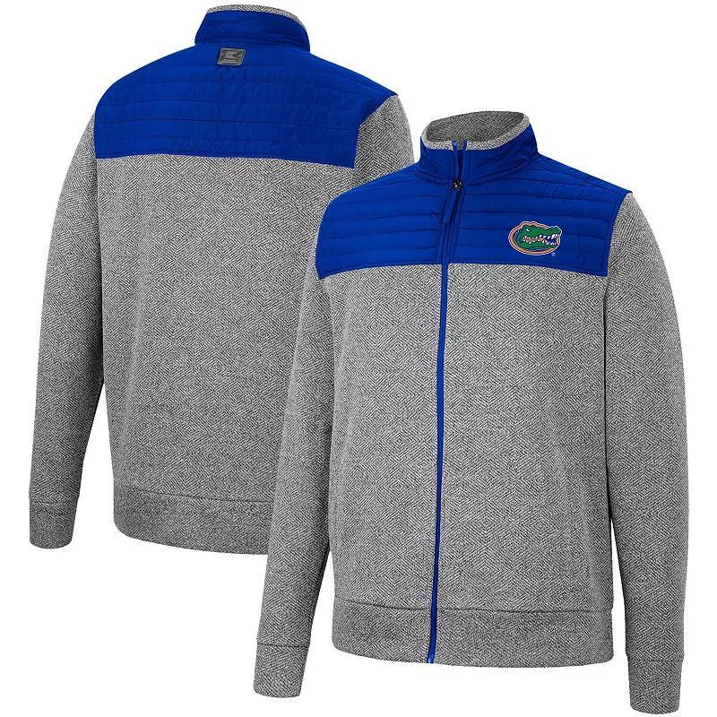 Mens Colosseum Charcoal/Royal Florida Gators Putter Herringbone Full-Zip Jacket Product Image