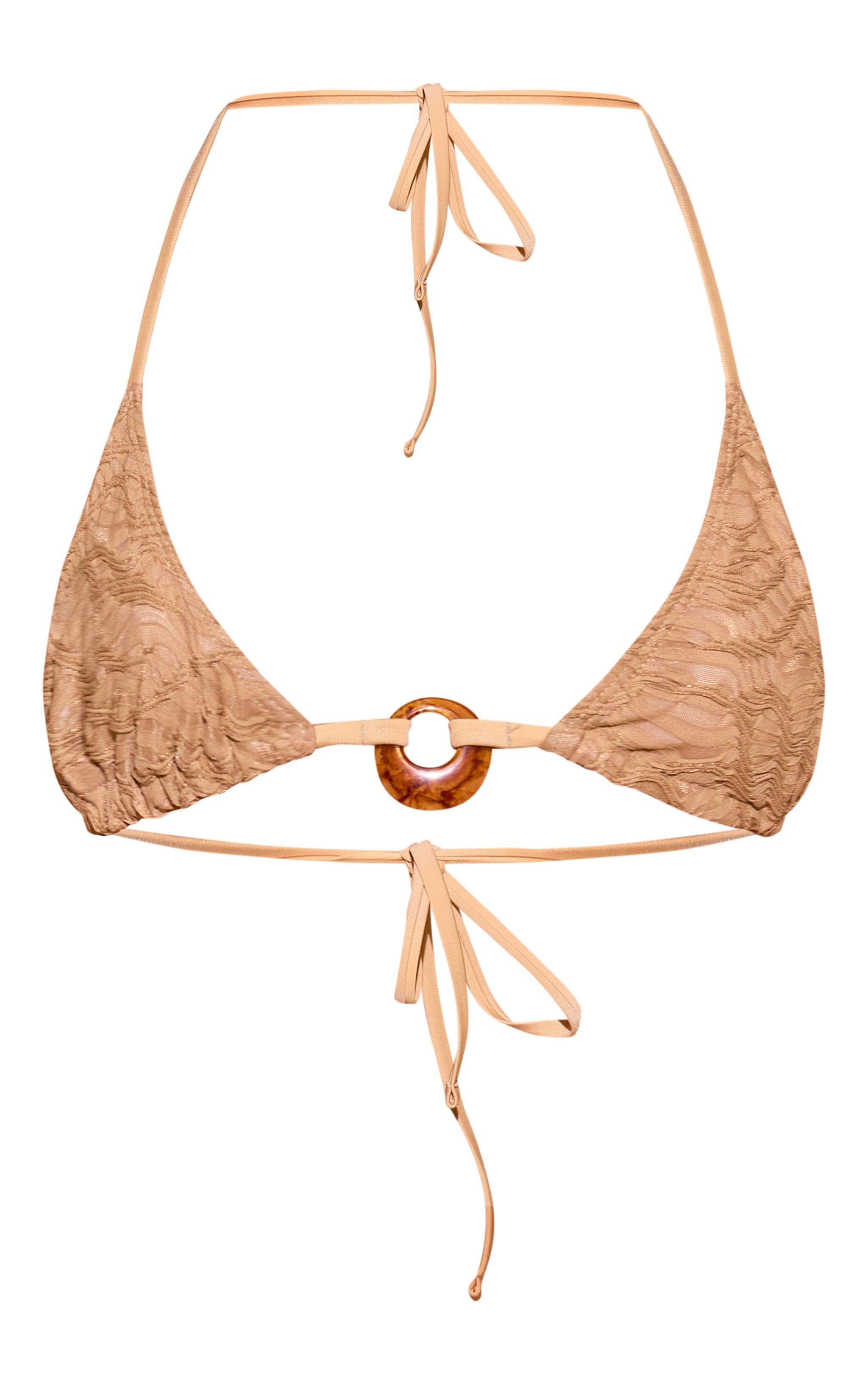 Stone Textured O Ring Triangle Bikini Top Product Image