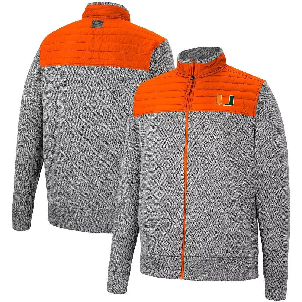 Men's Colosseum Charcoal/Orange Miami Hurricanes Putter Herringbone Full-Zip Jacket, Size: 2XL Product Image