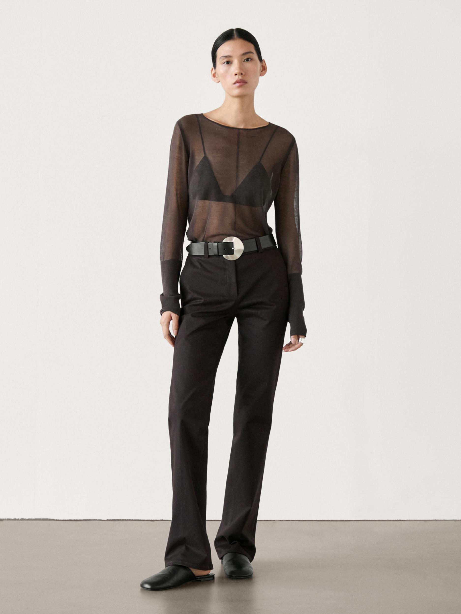 Low-rise slim fit flared trousers Product Image