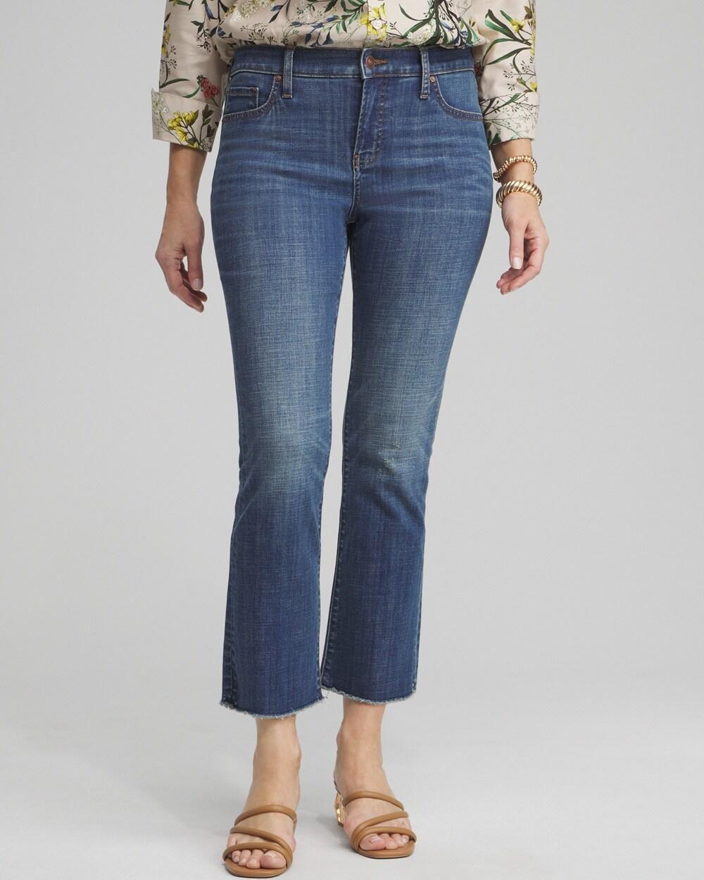 Girlfriend Fray Hem Kick Flare Jeans Product Image