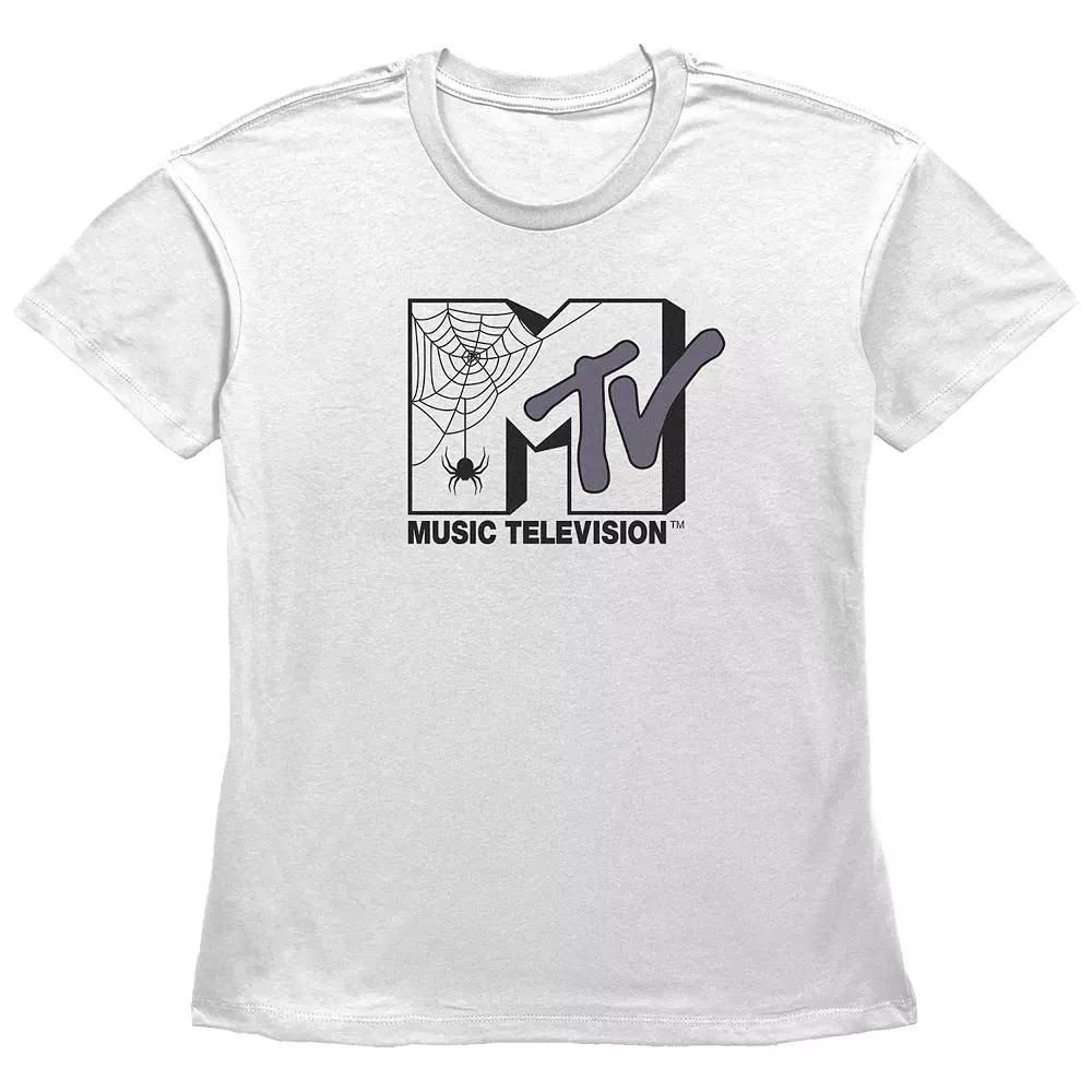 Women's MTV Spider Halloween Logo Graphic Tee, Size: Small, White Product Image