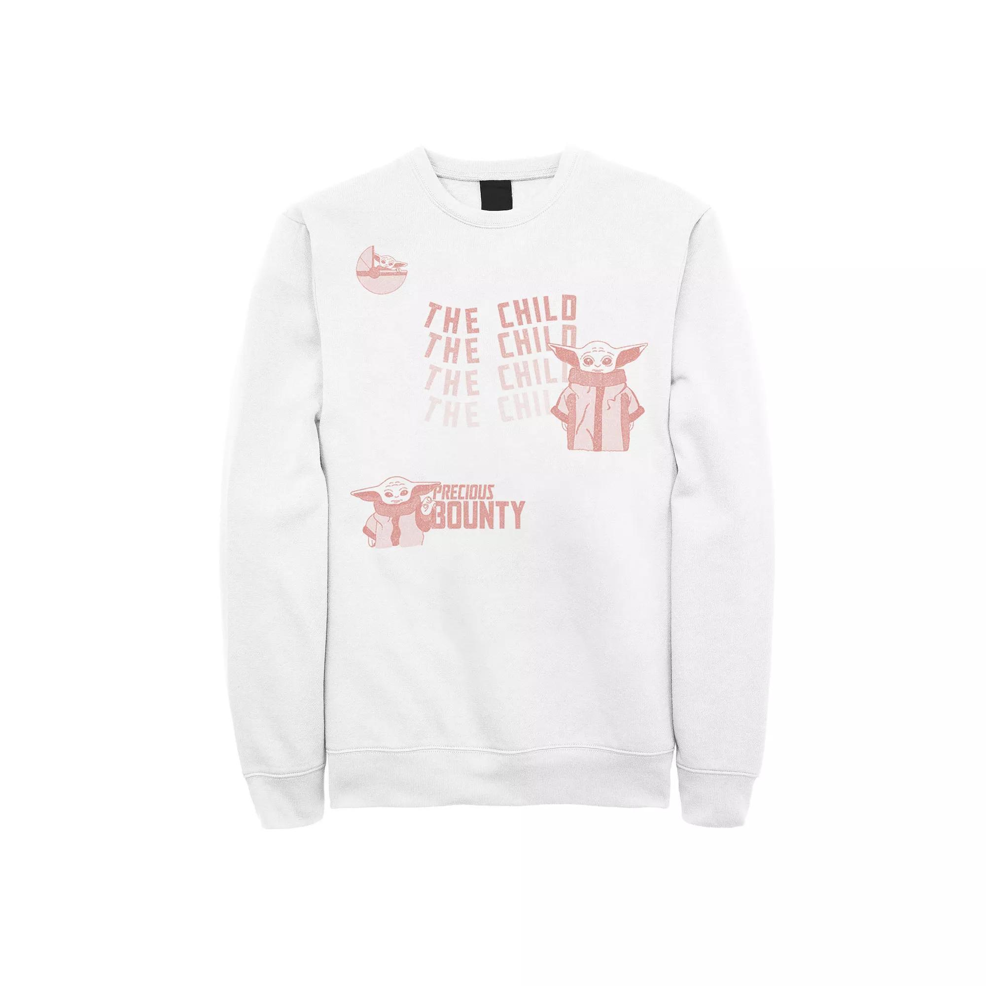 Men's Star Wars: The Mandalorian The Child Precious Bounty Text Sweatshirt, Size: Medium, White Product Image
