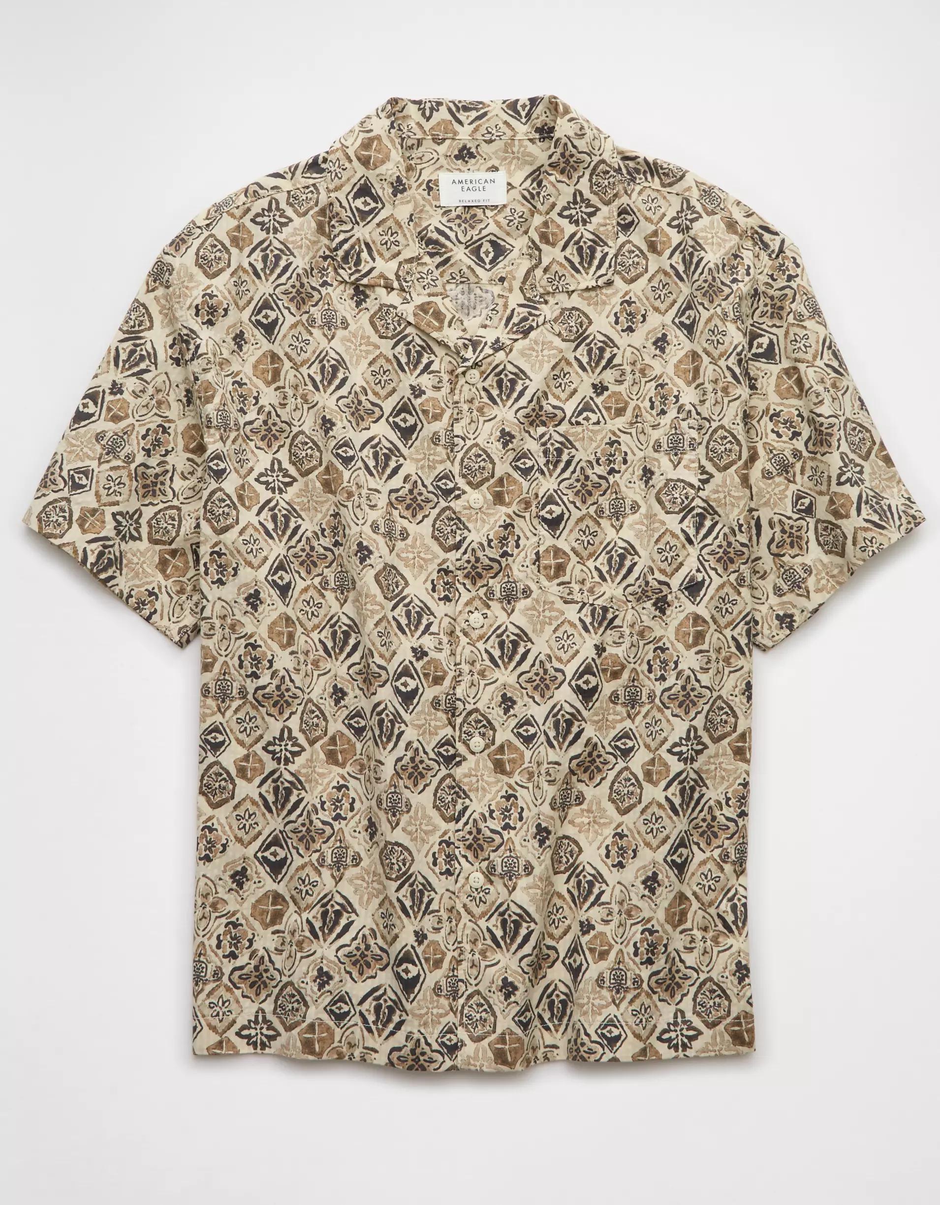 AE Poolside Printed Button-Up Shirt Product Image