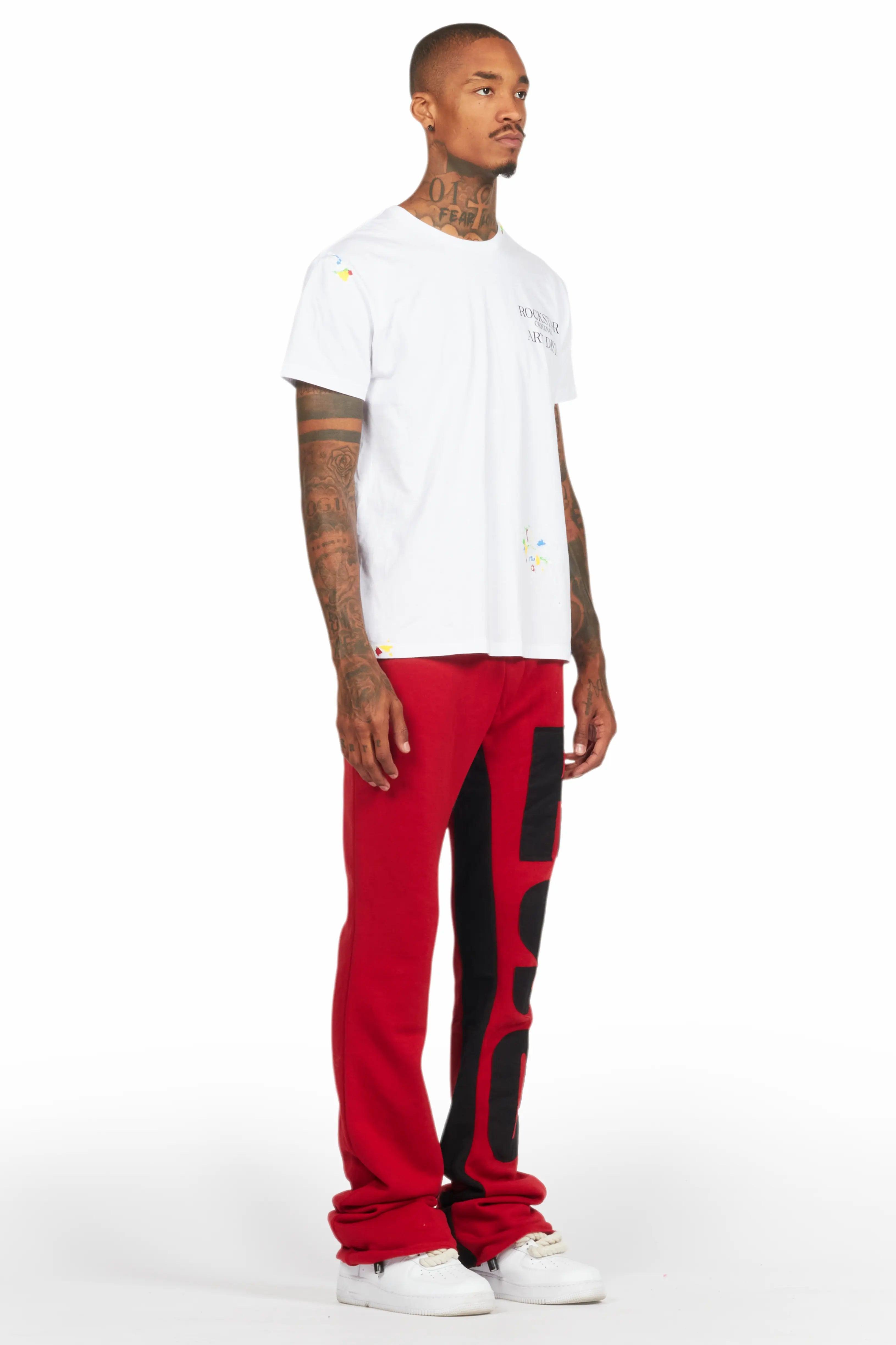 Uko Burgundy Stacked Baggy Track Pant Male Product Image