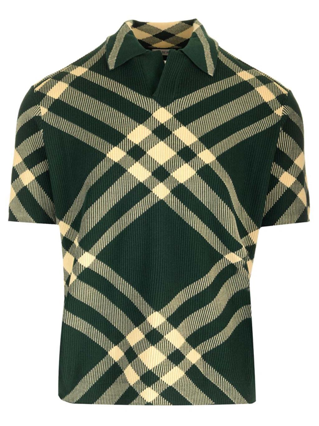 BURBERRY Check Wool Blend Polo Shirt In Daffodil Check Product Image