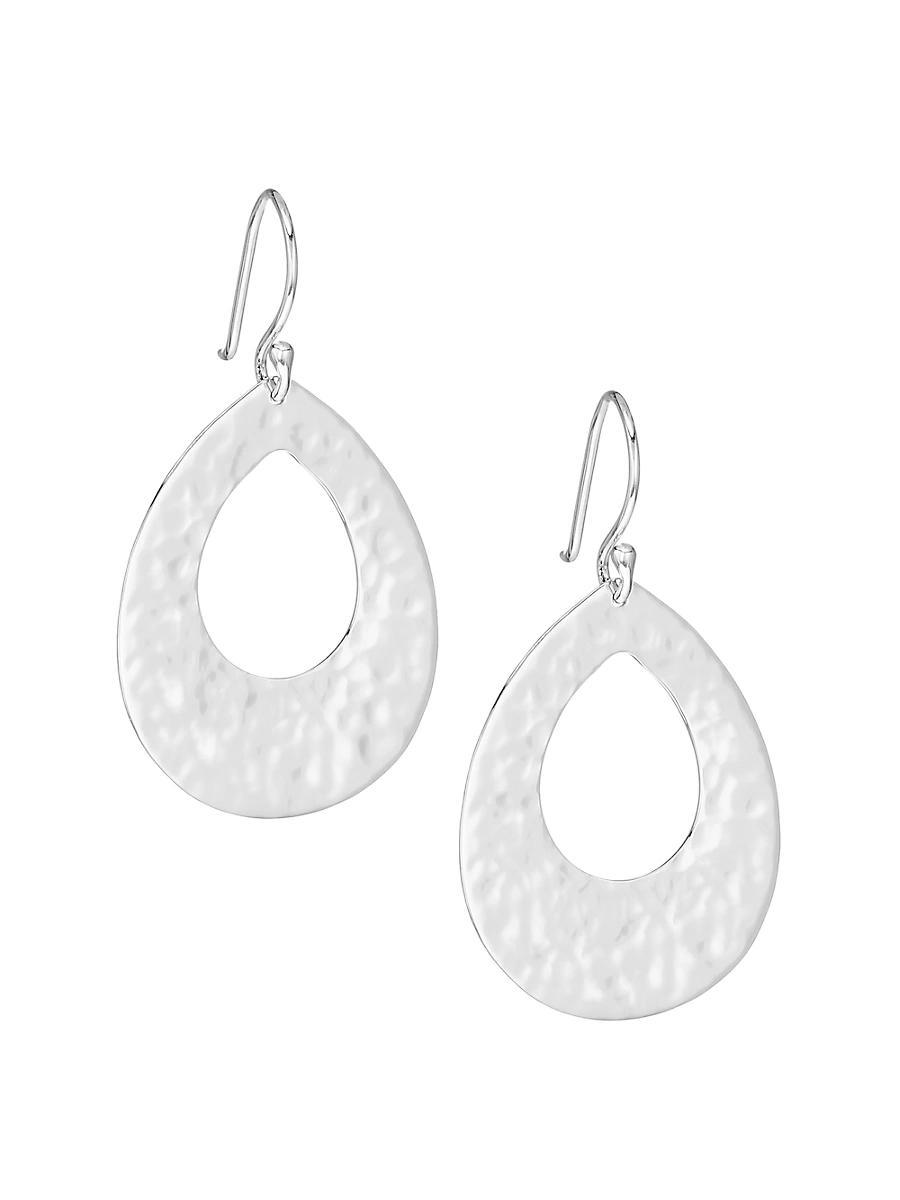 Womens Classico Sterling Silver Crinkled Small Open Teardrop Earrings Product Image