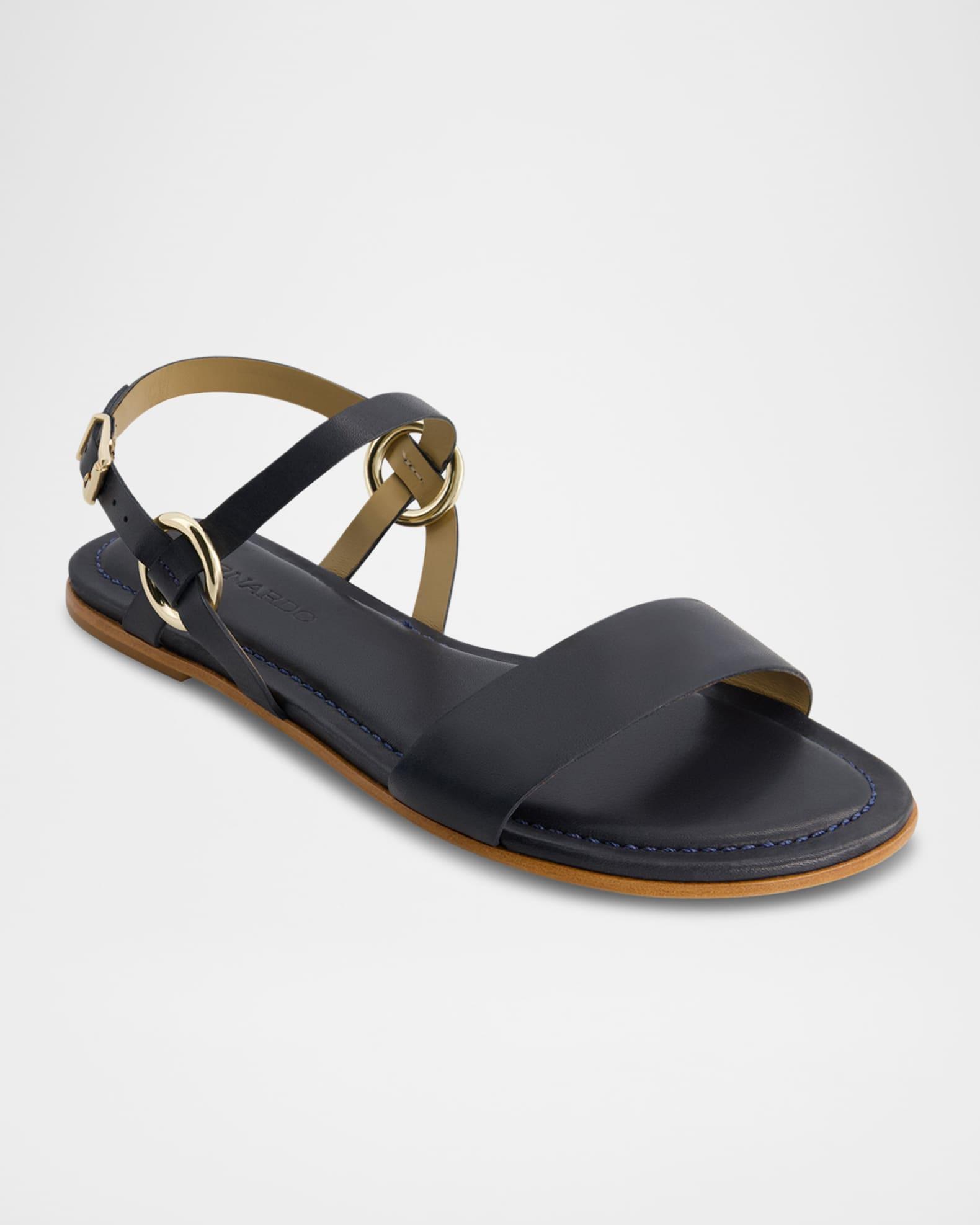 Henre Leather Flat Slingback Sandals Product Image