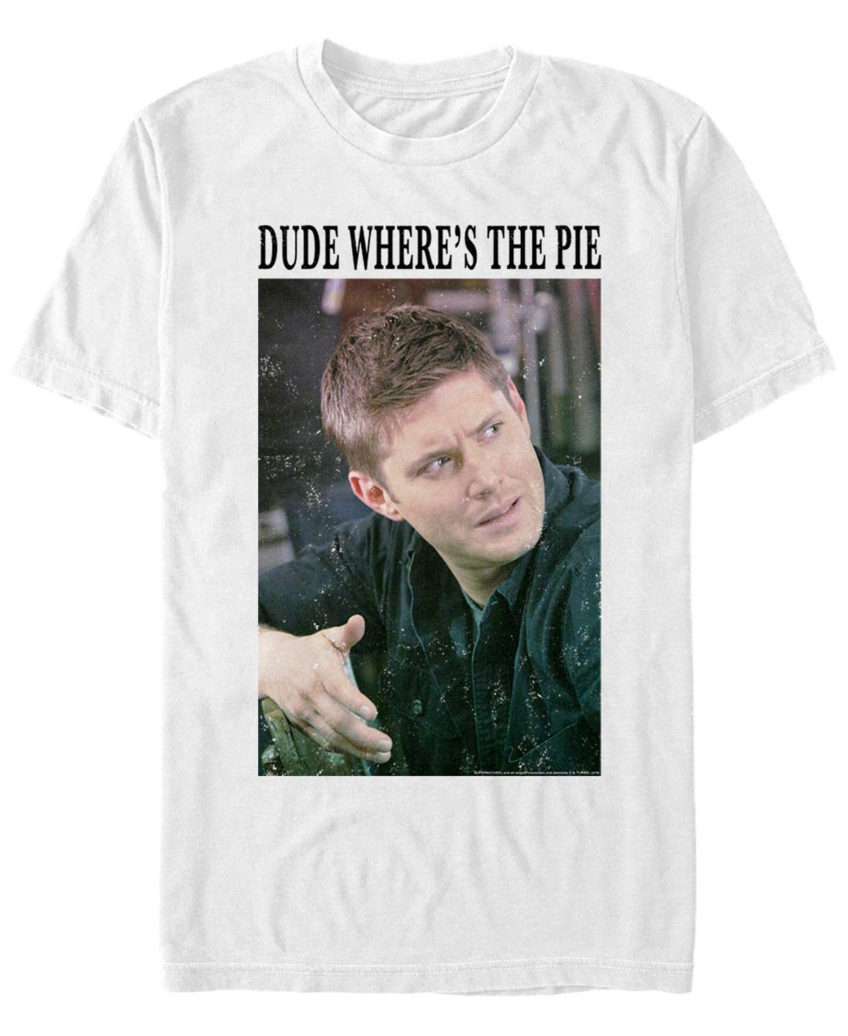 Men's Supernatural Dean Dude Where's The Pie Portrait Tee, Size: XL, White Product Image