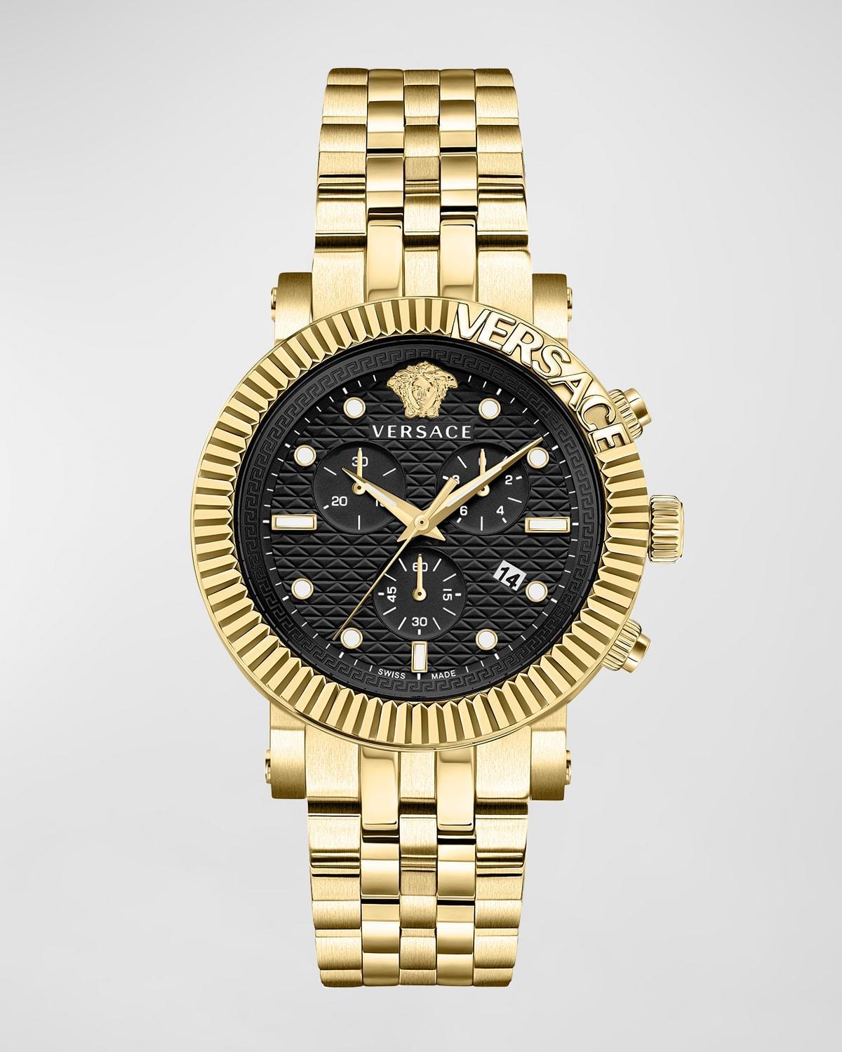 Versace Mens V-Chrono Classic Chronograph Gold Stainless Steel Bracelet Watch Product Image