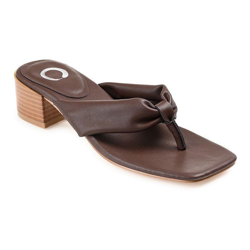 Journee Seelah Women's Heeled Thong Sandals, Size: 8.5, Brown Product Image