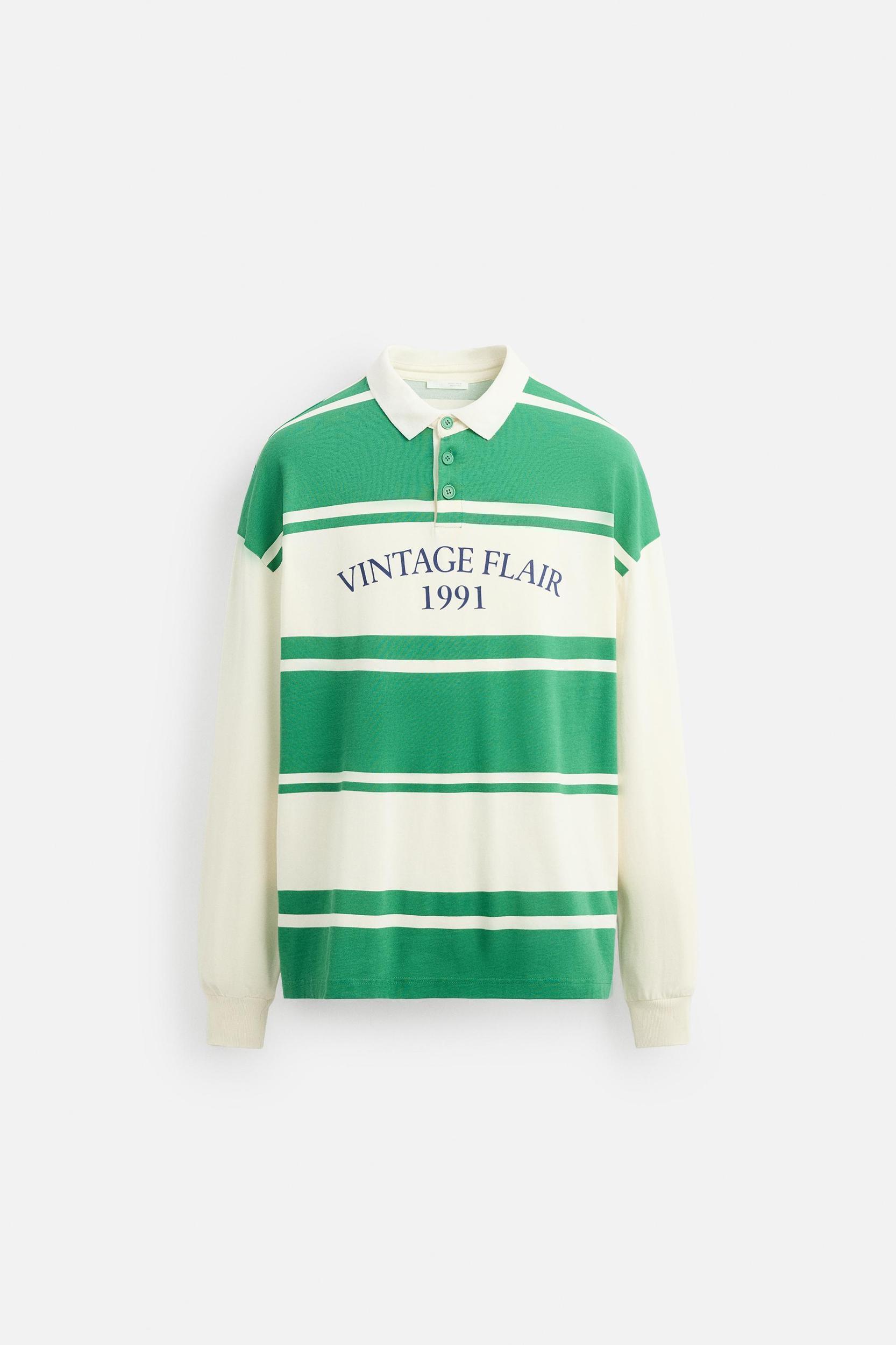 STRIPED TEXT POLO SHIRT Product Image