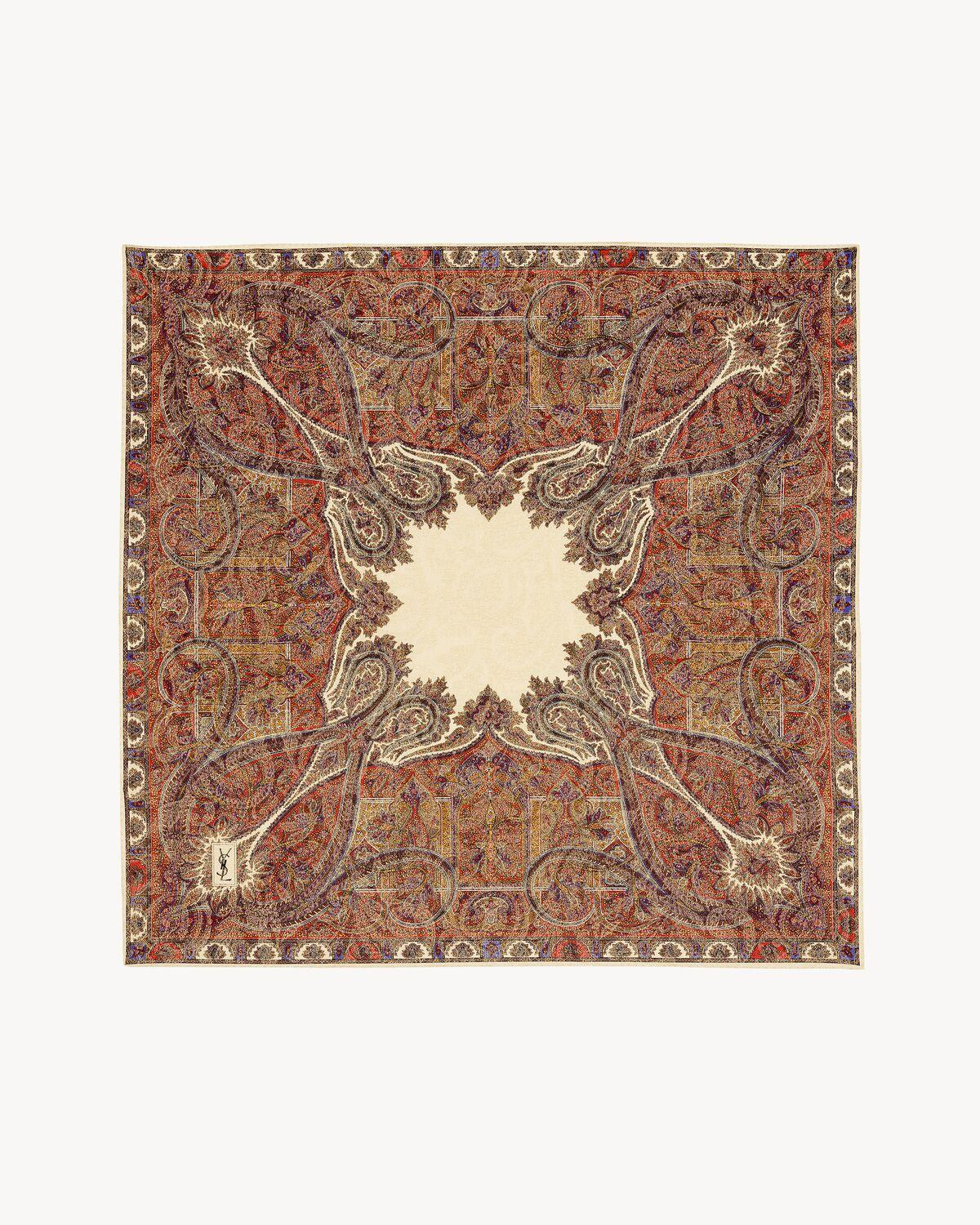 square scarf in vintage paisley jacquard | Saint Laurent | YSL.com Product Image