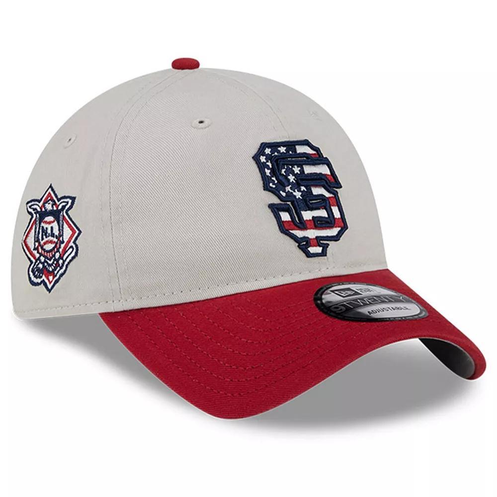 Men's New Era  Khaki/Red San Francisco Giants 2024 Fourth of July 9TWENTY Adjustable Hat, Beig K Product Image