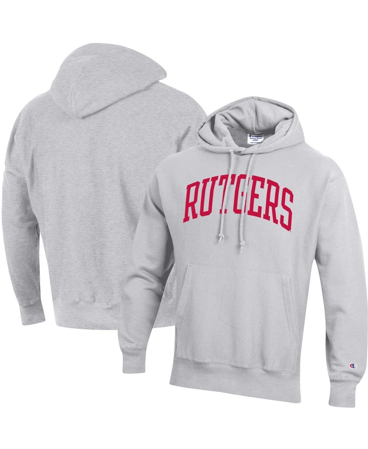 Mens Champion Heathered Gray Rutgers Scarlet Knights Team Arch Reverse Weave Pullover Hoodie Product Image