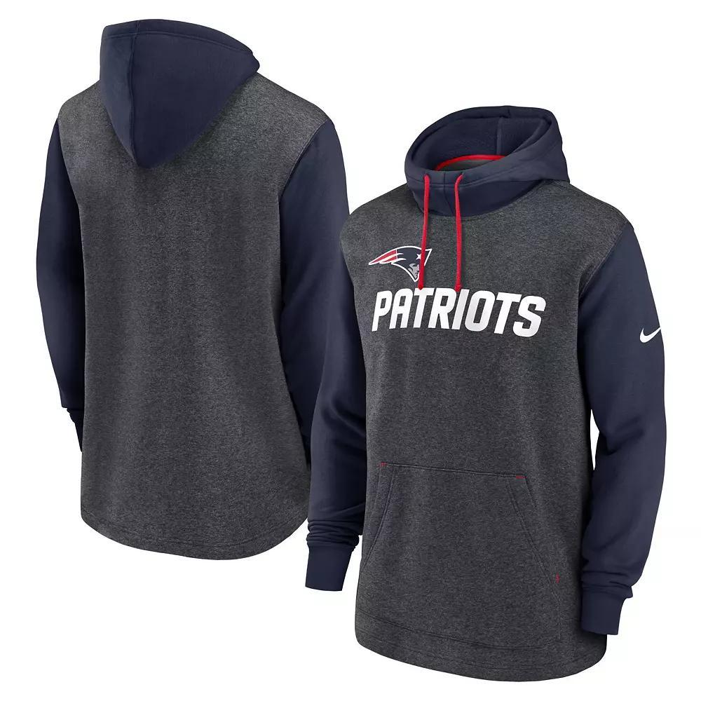 Men's Nike Heathered Charcoal/Navy New England Patriots Surrey Legacy Pullover Hoodie,  Product Image