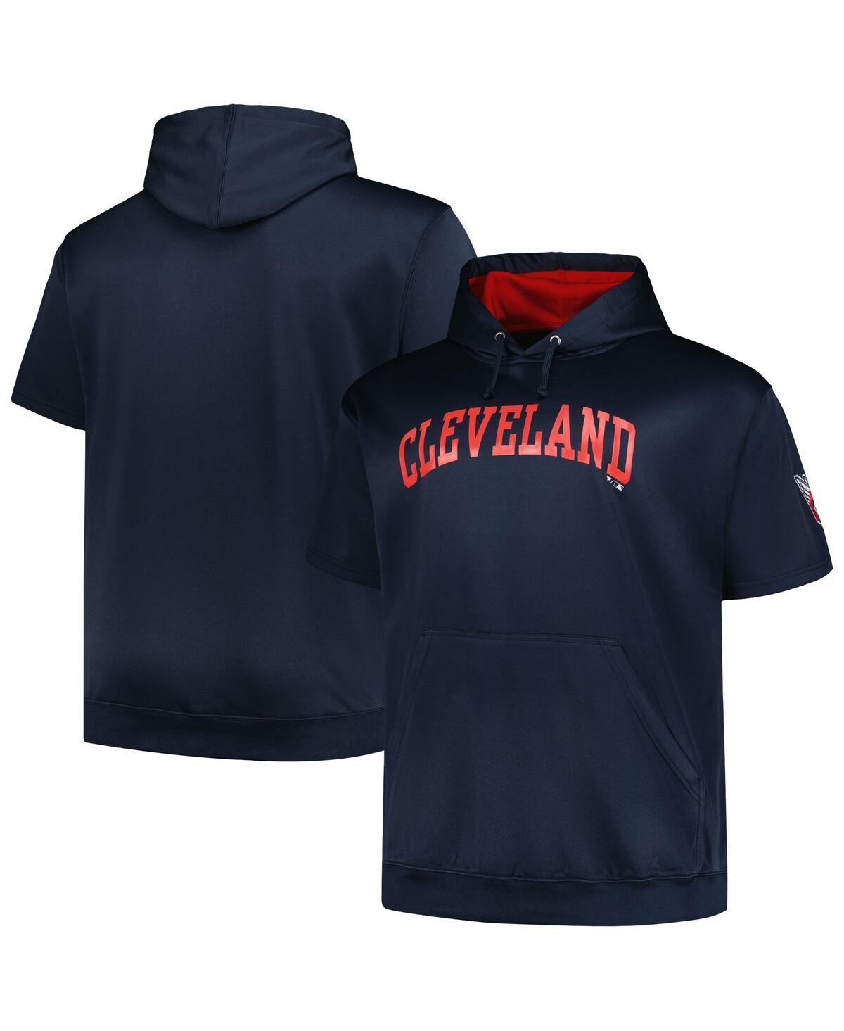 Mens Profile Navy Cleveland Guardians Big & Tall Contrast Short Sleeve Pullover Hoodie Grd Blue Product Image