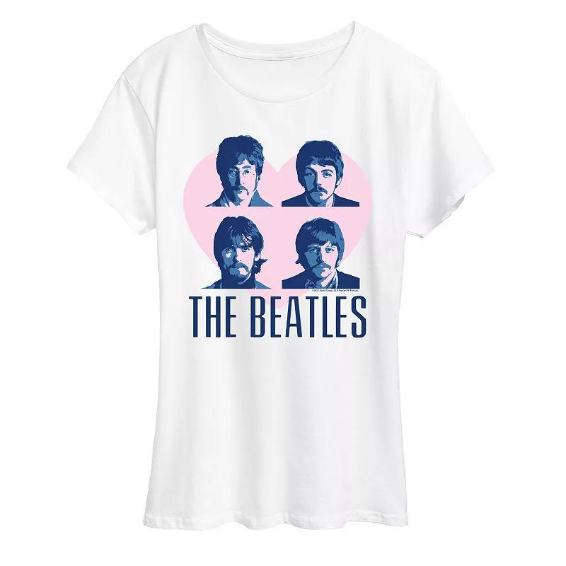 Women's The Beatles Heart Graphic Tee, Size: Medium, White Product Image