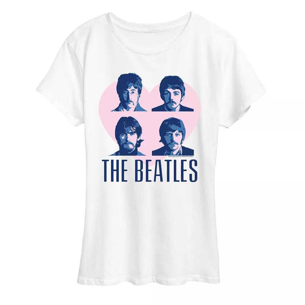 Women's The Beatles Heart Graphic Tee, Size: Medium, White Product Image