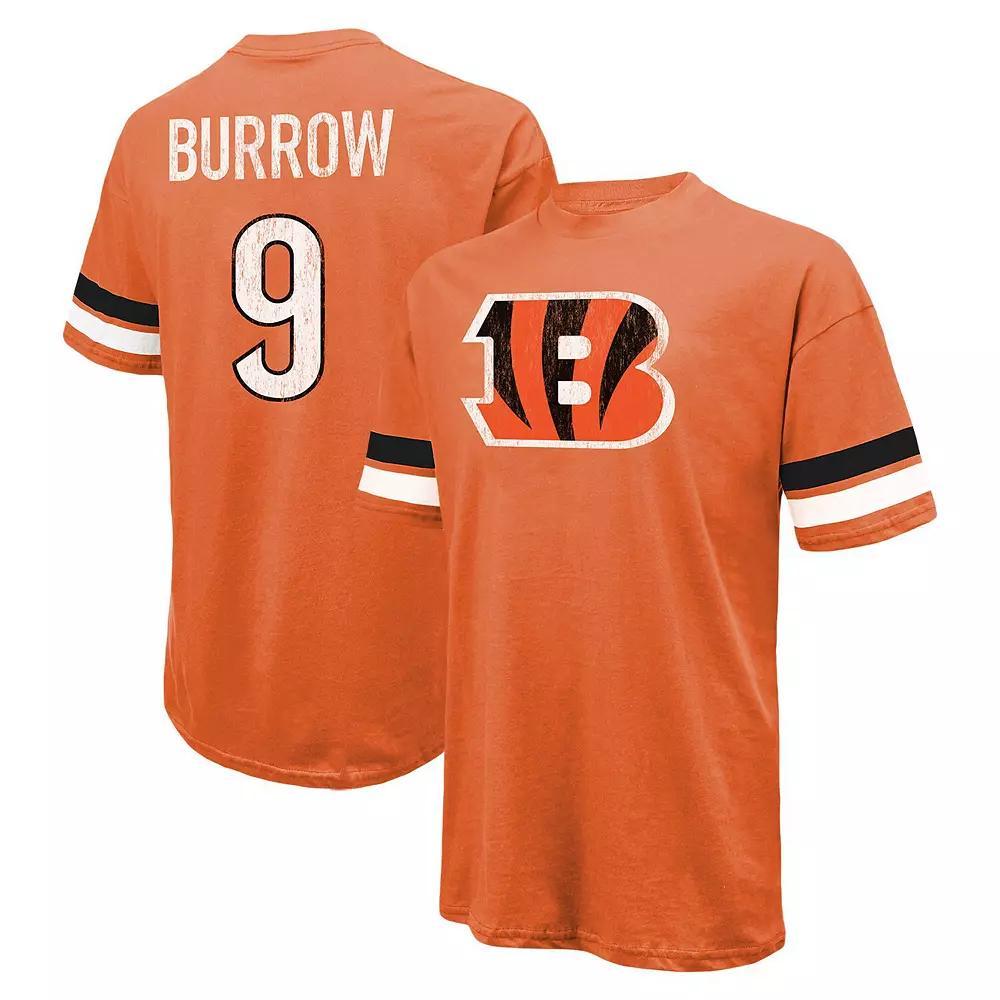 Men's Majestic Threads Joe Burrow Orange Cincinnati Bengals Name & Number Over Product Image