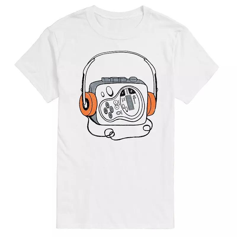 Mens Cassette Player Graphic Tee Grey Gray Product Image