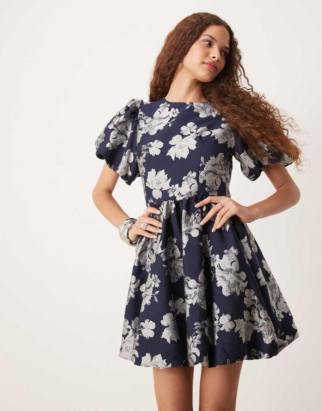 Sister Jane jacquard mini dress in navy Product Image