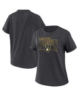 Womens Wear by Erin Andrews Charcoal Milwaukee Brewers Oversized Boyfriend T-shirt Product Image