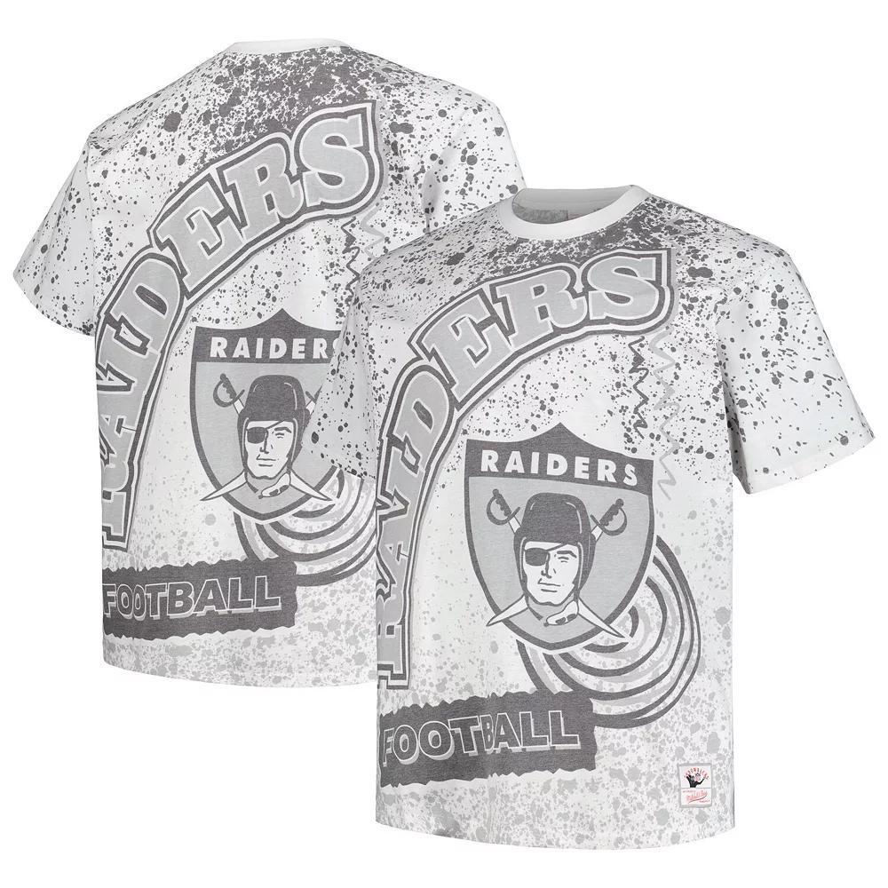 Men's Mitchell & Ness White Las Vegas Raiders Big & Tall Allover Print T-Shirt, Size: XLT, Lvr White Product Image