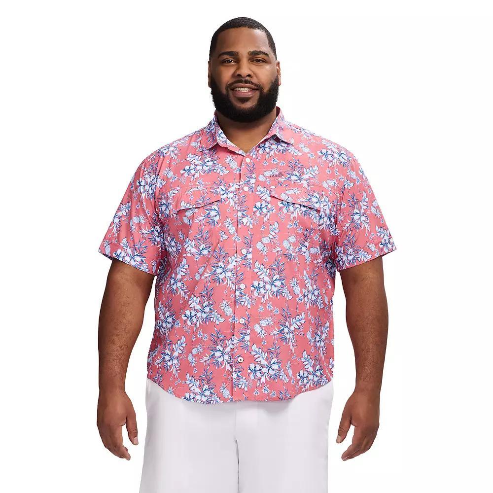 Big & Tall IZOD Sunshield Performance Woven Short Sleeve Button-Down Shirt, Men's, Size: Large Tall, Desert Pink Product Image