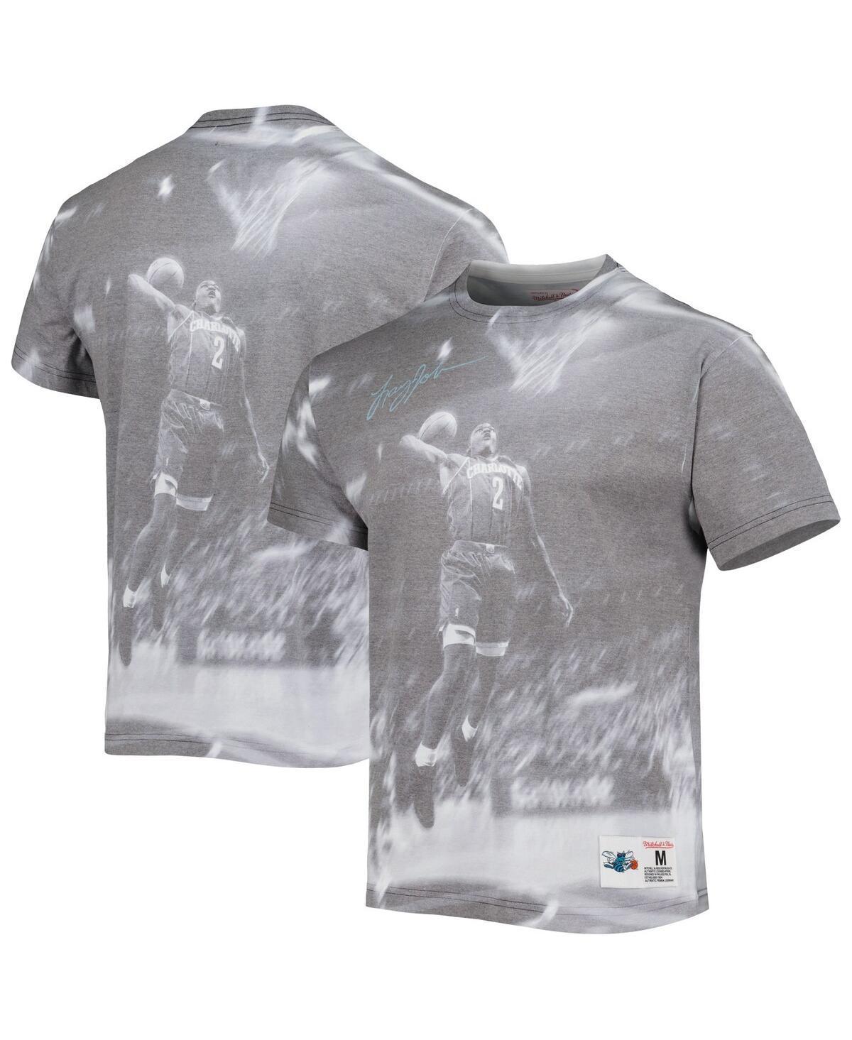 Mens Mitchell & Ness Larry Johnson Gray Charlotte Hornets Above The Rim Sublimated T-Shirt Product Image