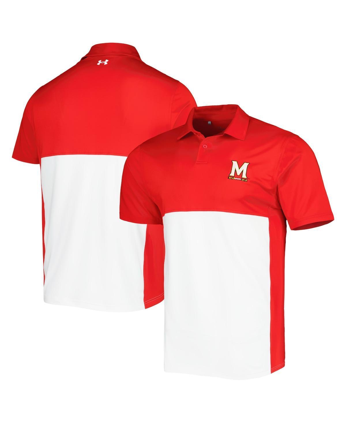 Mens Under Armour /White Maryland Terrapins Green Blocked Polo Performance Polo Product Image