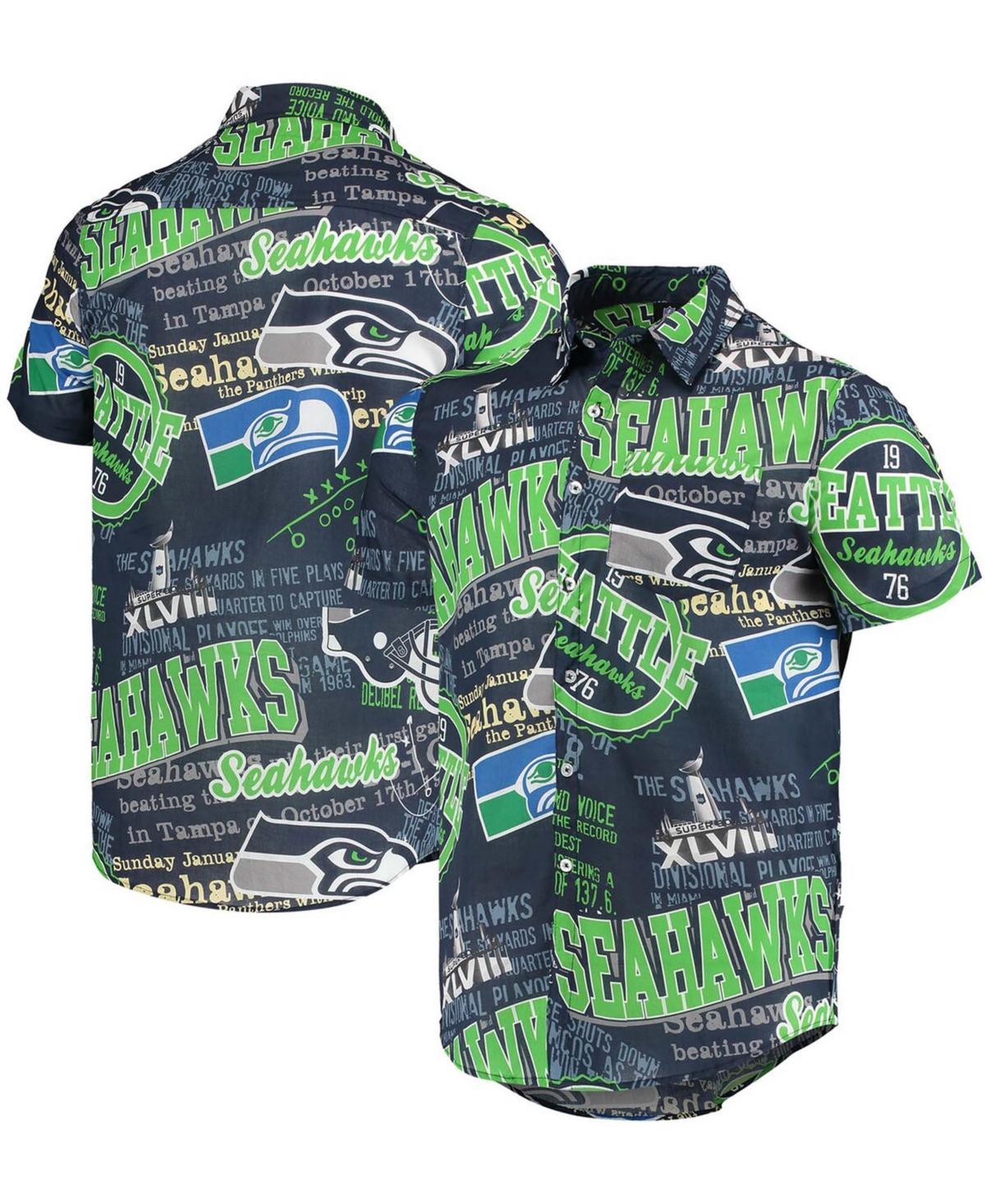 Mens FOCO College Seattle Seahawks Thematic Button-Up Shirt Blue Product Image