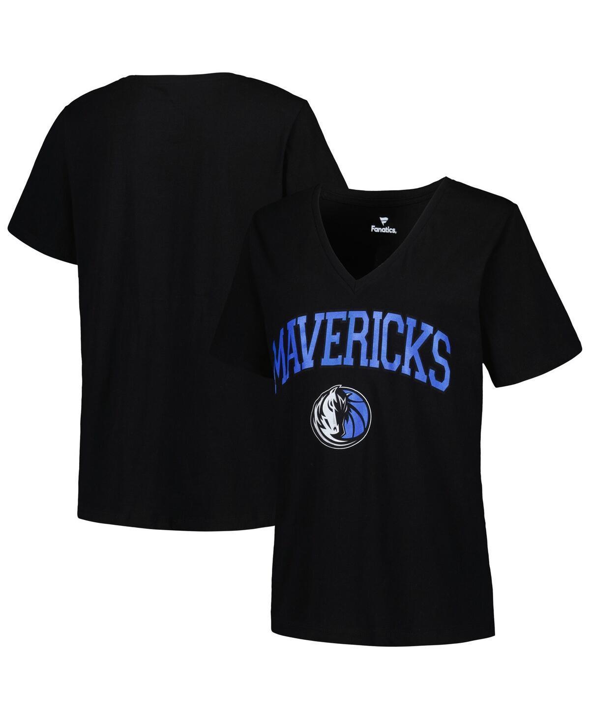 Womens Profile Dallas Mavericks Plus Size Arch Over Logo V-Neck T-Shirt Product Image