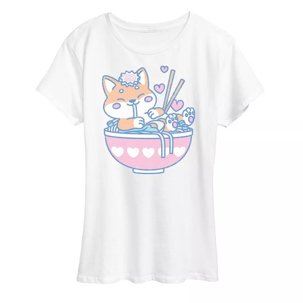 Women's Kawaii Ramen Shiba Inu Graphic Tee, Size: XXL, Blue Product Image