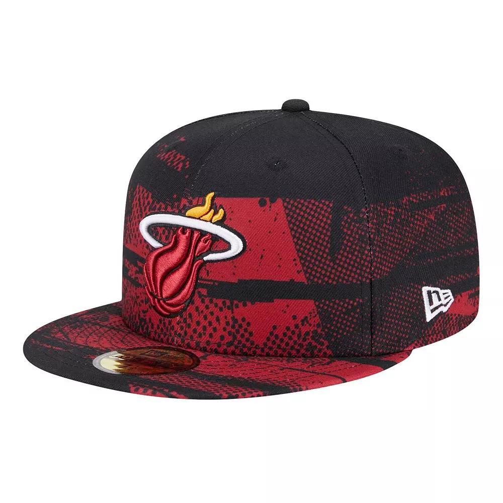 Men's New Era Black Miami Heat Tip-Off 59FIFTY Fitted Hat, Size: 7 1/2 Product Image