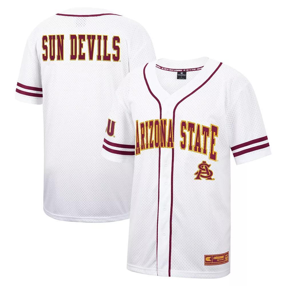 Men's Colosseum White Arizona State Sun Devils Free Spirited Mesh Button-Up Baseball Jersey, Size: XL Product Image