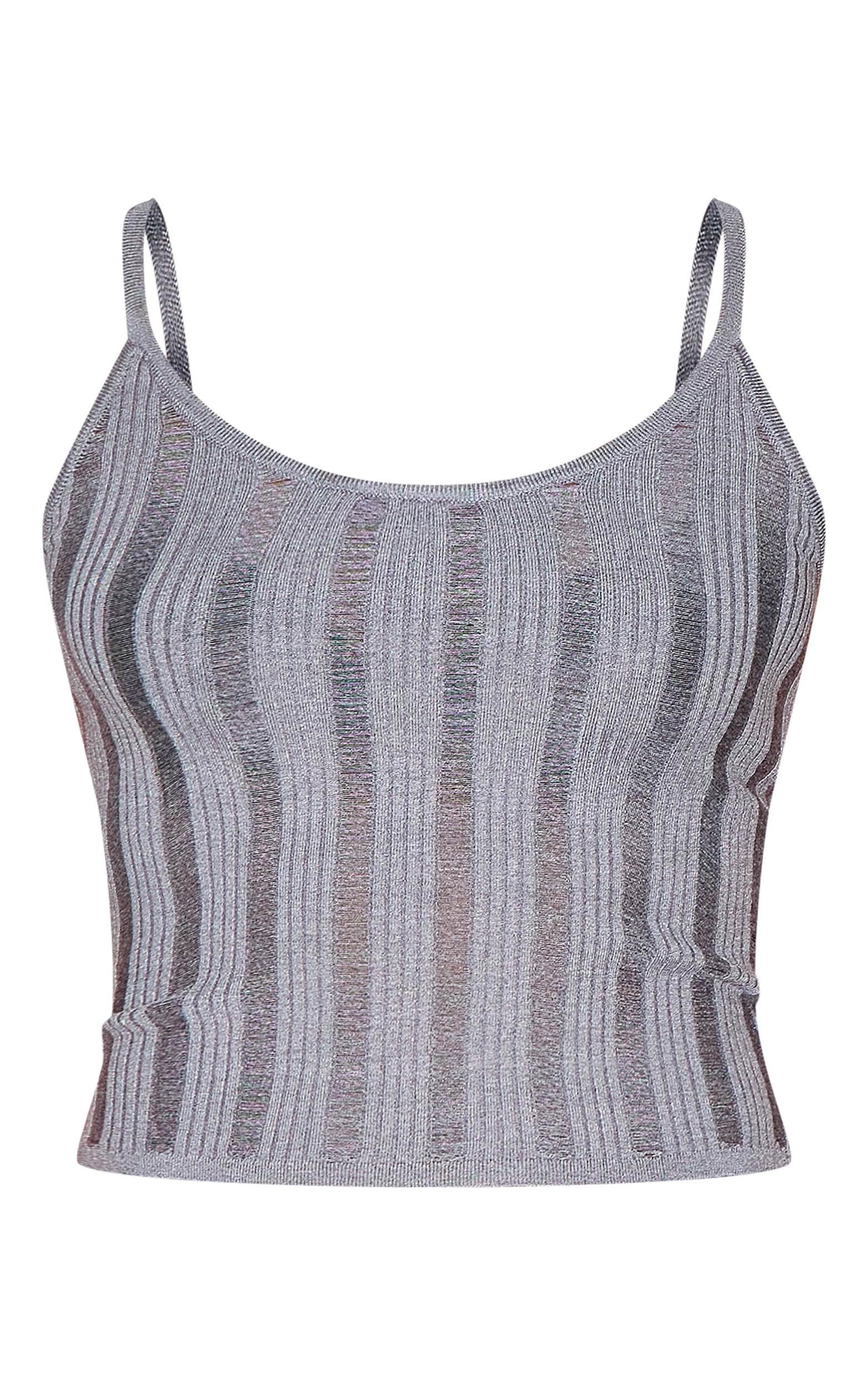 Charcoal Ladder Knit Cami Top Product Image