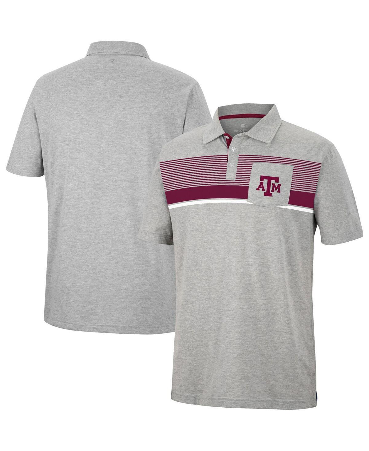 Mens Colosseum Heathered Gray Texas A&M Aggies Golfer Pocket Polo Product Image