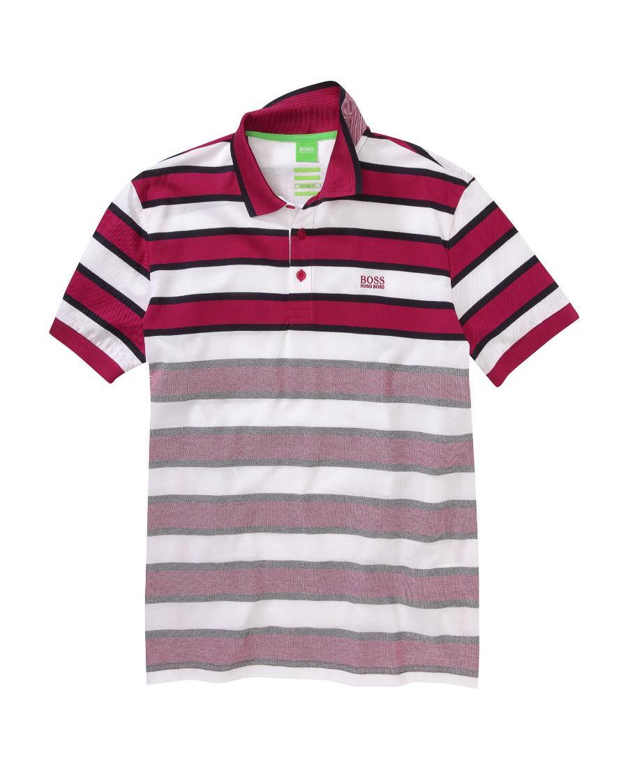 HUGO BOSS Striped Detail Polo Shirt In White Product Image