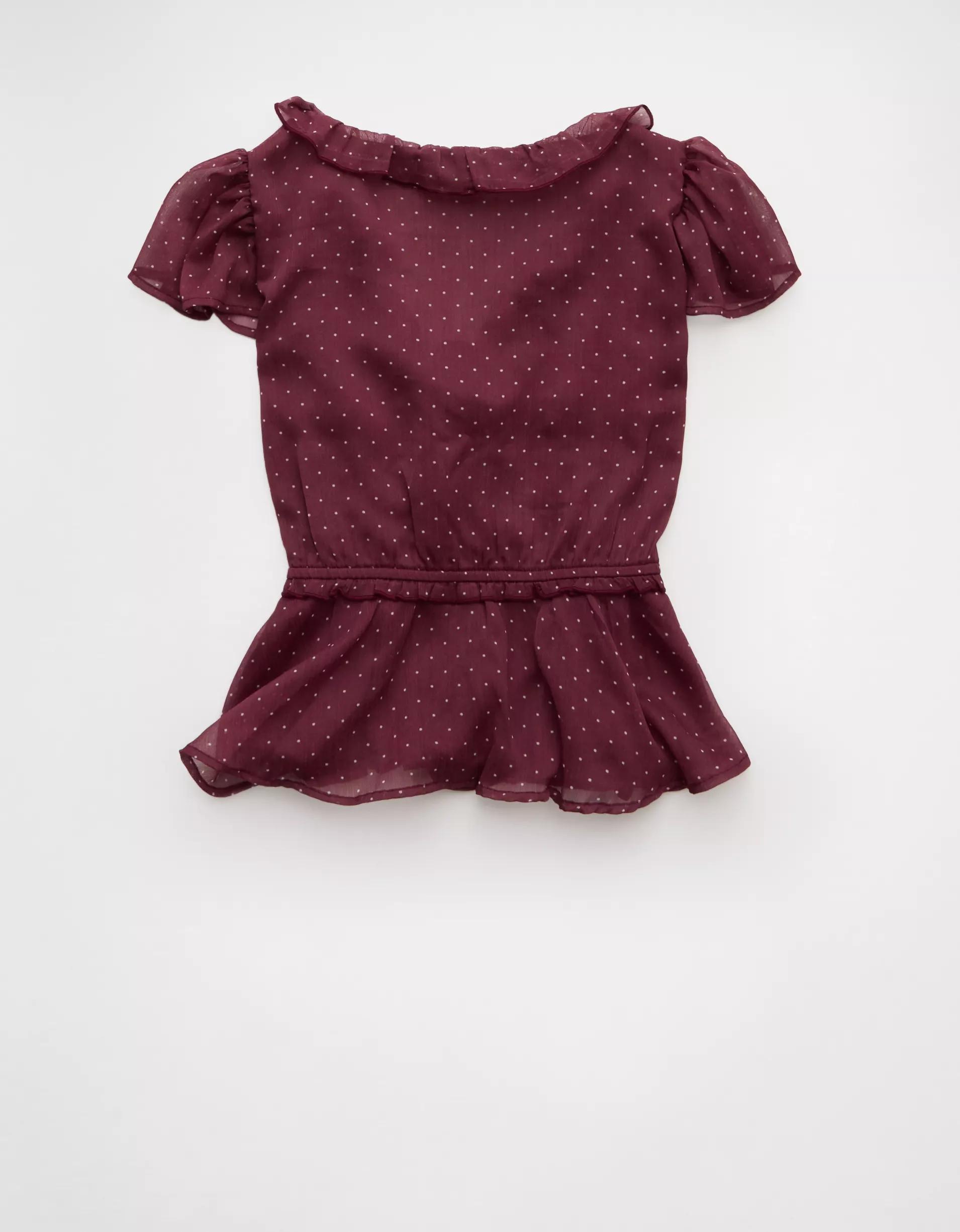 AE V-Neck Chiffon Babydoll Blouse Product Image