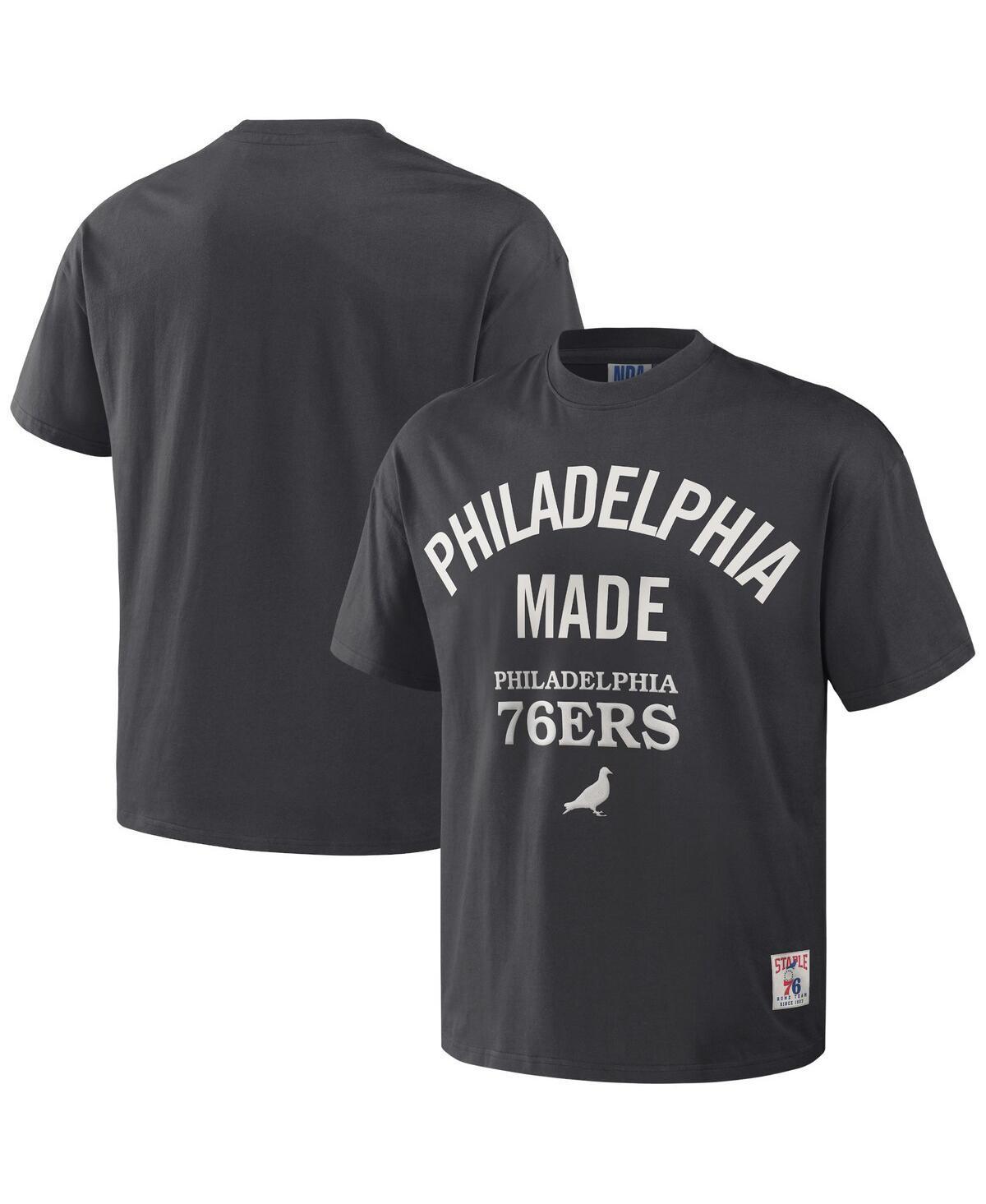 Mens NBA x Staple Anthracite Philadelphia 76ers Heavyweight Oversized T-Shirt Product Image