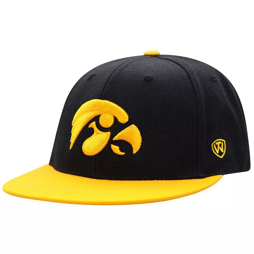 Men's Top of the World Black/Gold Iowa Hawkeyes Team Color Two-Tone Fitted Hat, Size: 7 Product Image