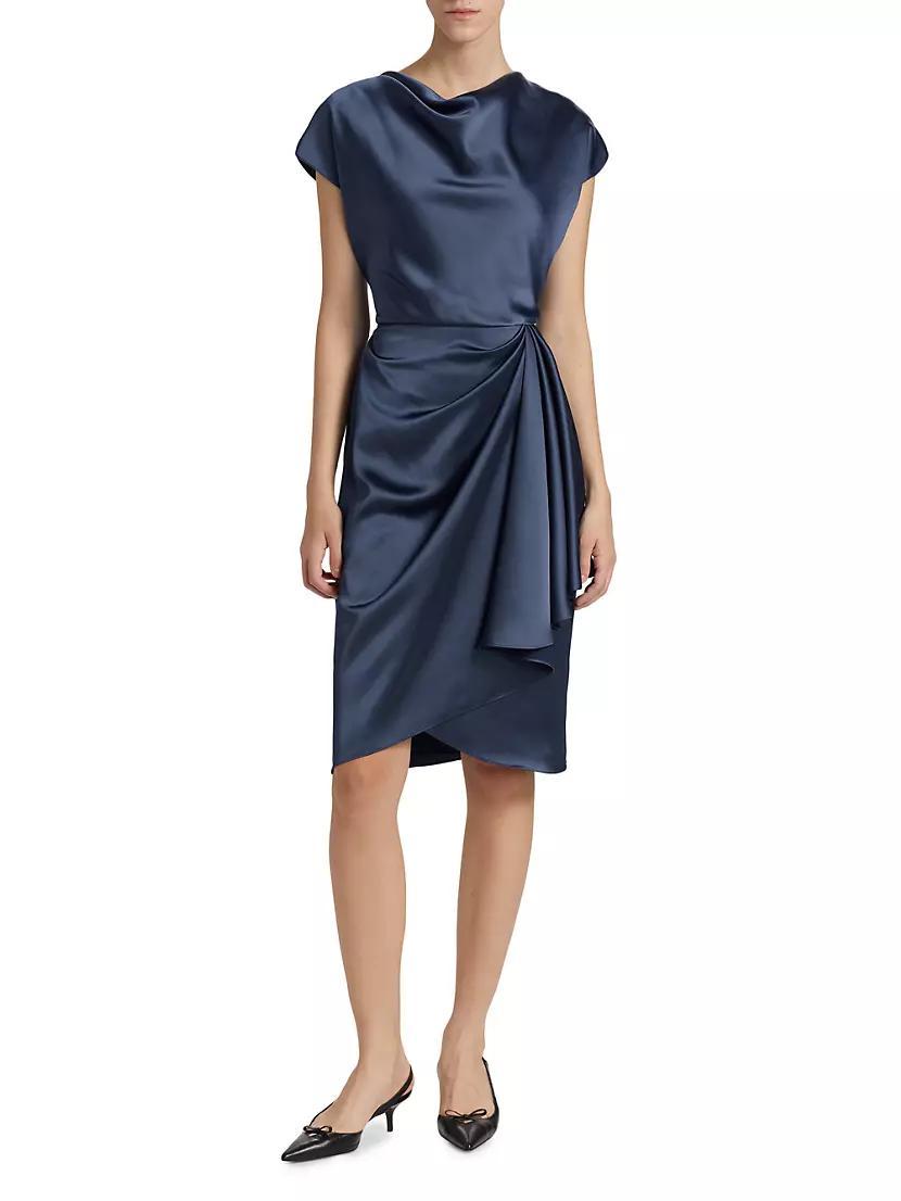 Draped Satin Cocktail Dress Product Image