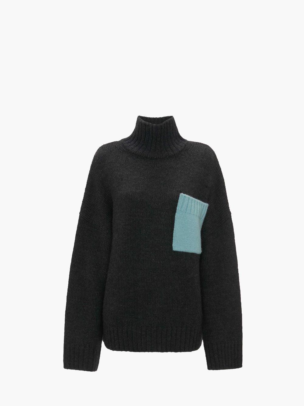 PATCH POCKET TURTLENECK SWEATER in grey | JW Anderson US  Product Image